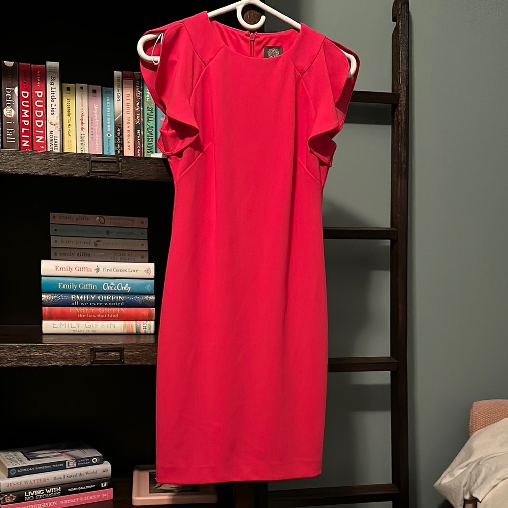 Elegant Fuschia Ruffle Sleeve Dress